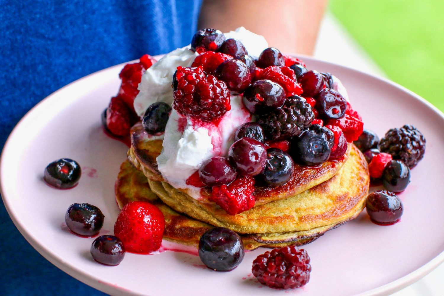 Protein Pancakes with macadamia oil, mixed Berries and Cream by Luke Hines | Cocolife