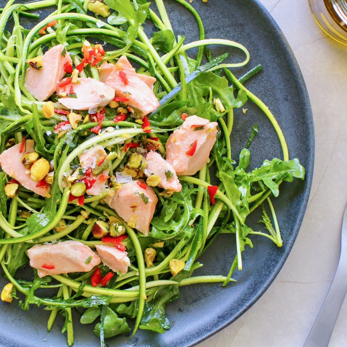 Spiralled Salmon Salad, Healthy Lunch Recipe by Luke Hines | Cocolife