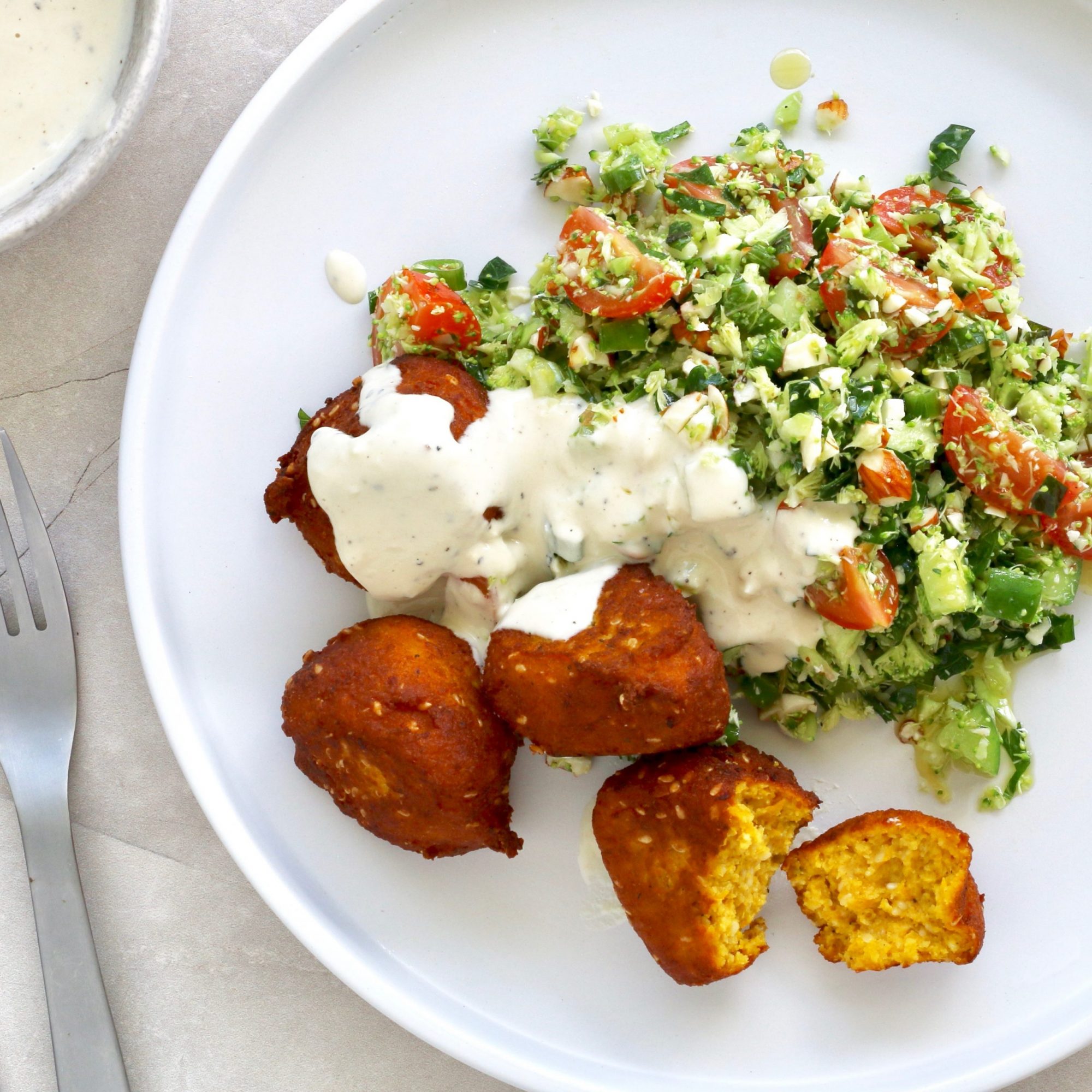 Pumpkin ‘Falafel’ with Broccoli Tabouli! w Cocolife Avocado Oil Spray